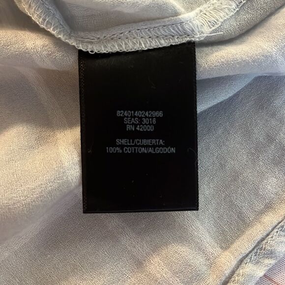 ATTENTION light blue gray button down shirt one front pocket cropped sleeves XS - Picture 8 of 11